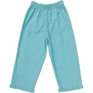 Corduroy Ruffle Pants -Lt. Turquois