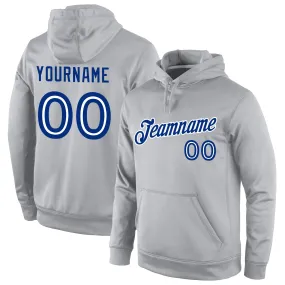 Custom Stitched Gray Royal-White Sports Pullover Sweatshirt Hoodie