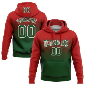 Custom Stitched Red Green-White 3D Pattern Design Gradient Square Shape Sports Pullover Sweatshirt Hoodie