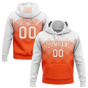 Custom Stitched White Orange 3D Pattern Design Gradient Square Shape Sports Pullover Sweatshirt Hoodie