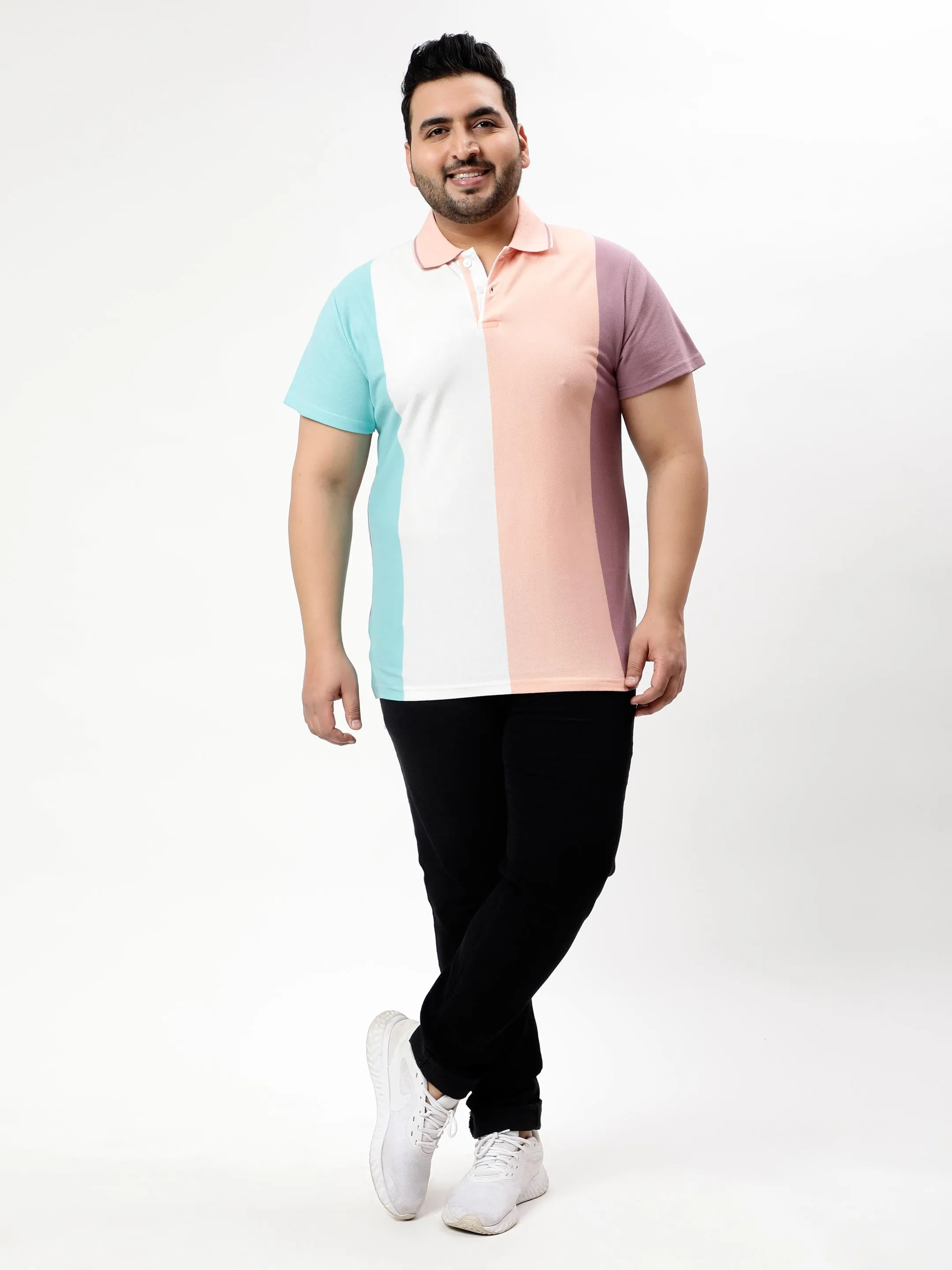 Cyan Multicolor Premium Polo T-shirt