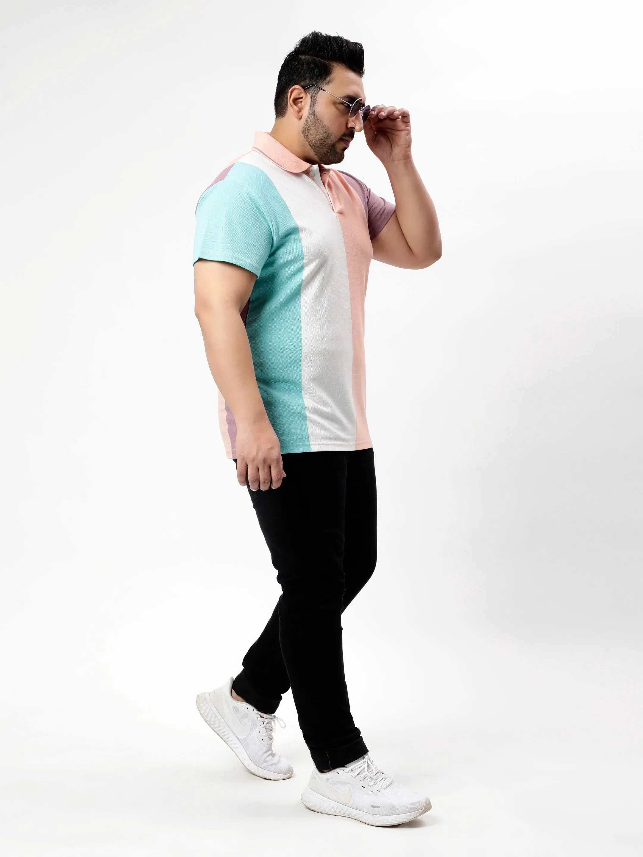 Cyan Multicolor Premium Polo T-shirt