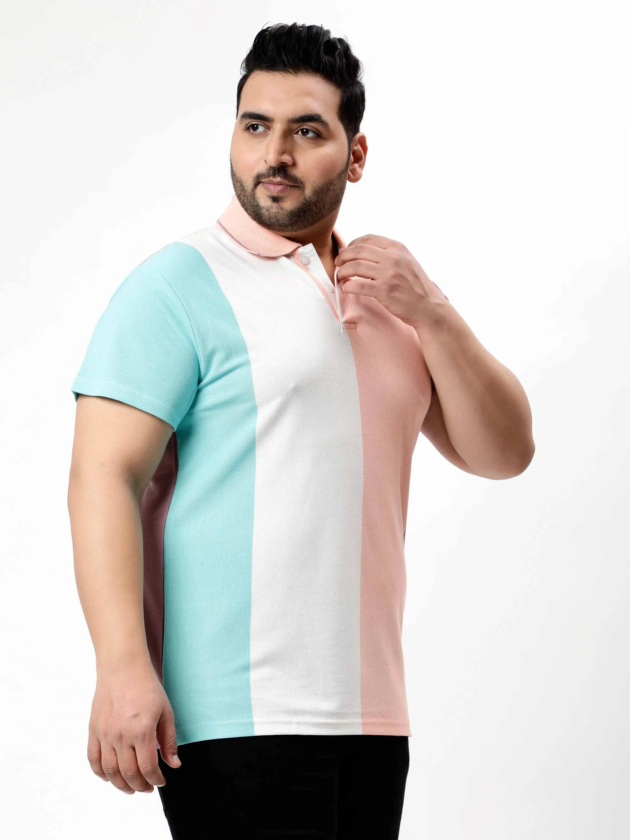 Cyan Multicolor Premium Polo T-shirt