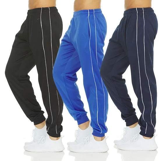 DARESAY Men's Tech Fleece Joggers Dry Fit Performance Sweatpants [3-Pack]