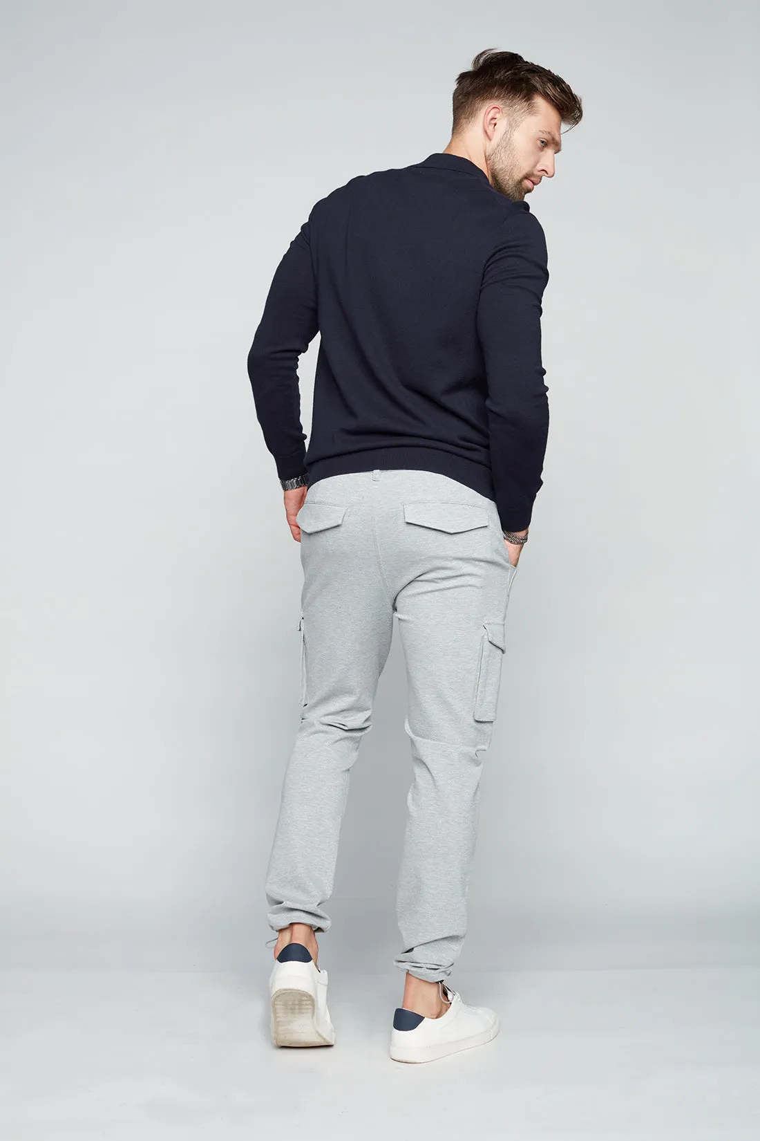 DEAN -  Slim Fit Convertible Cargo Ponte Knit Jogger - Light Grey