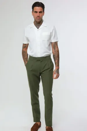 DECORATE Cotton Linen Blend Trouser in Green