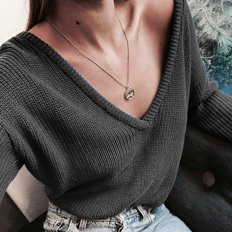 Deep V Neck Sweater