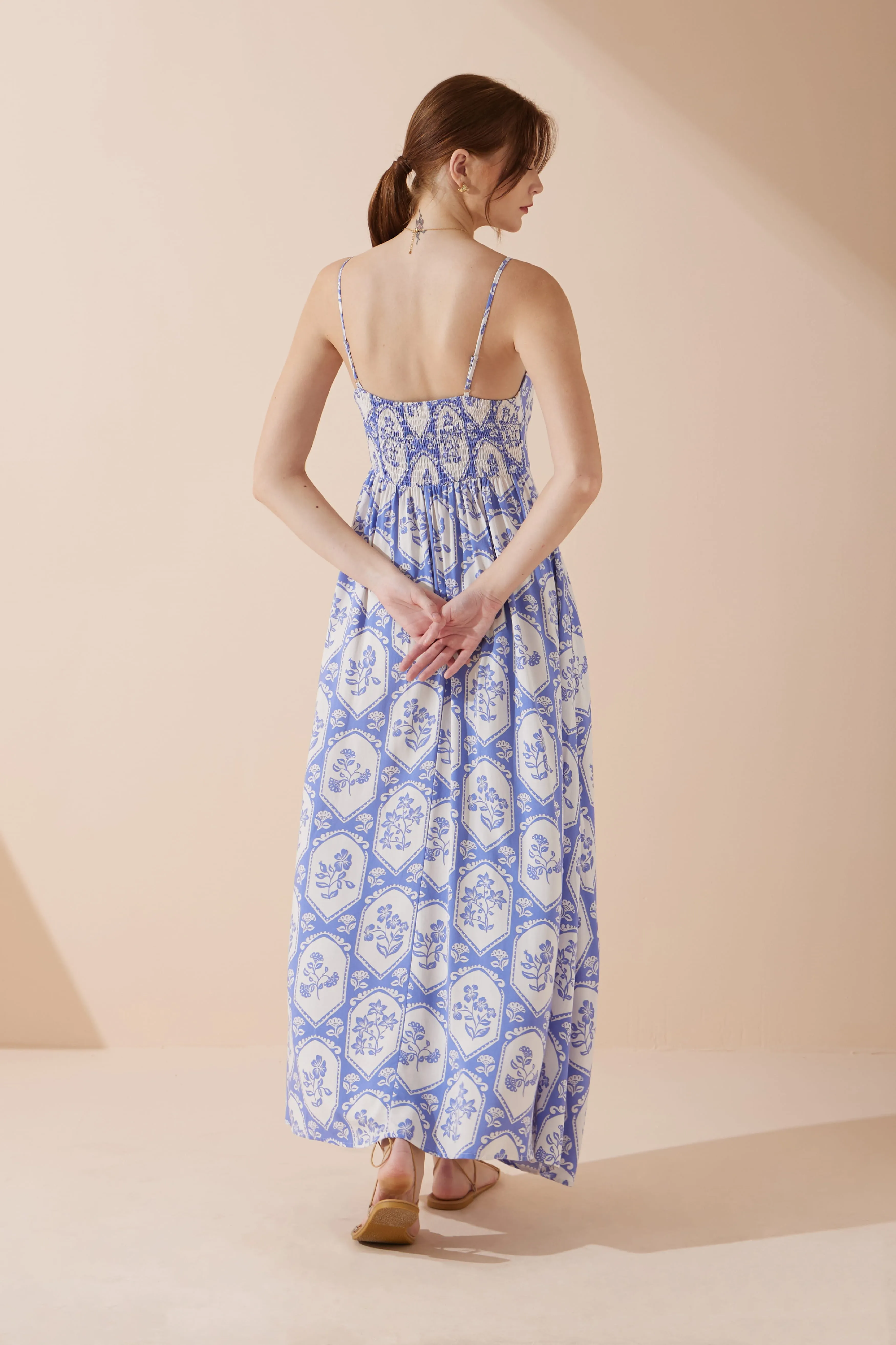 Delilah Blue Floral Flared Maxi Dress