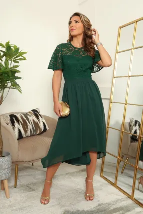 Double Second Lace Top Chiffon Skirt Midi Dress