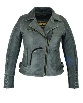 DS809 Must Ride - Women's Gray Leather Jacket