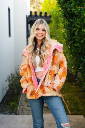 Edge of Style Teddy Shacket Orange/Pink