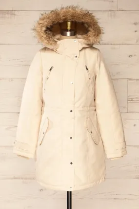 Eidfjord Beige | Hooded Parka Coat