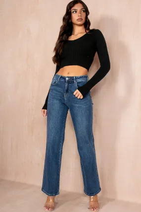 Eleanora Dark Blue Wide Leg Jeans