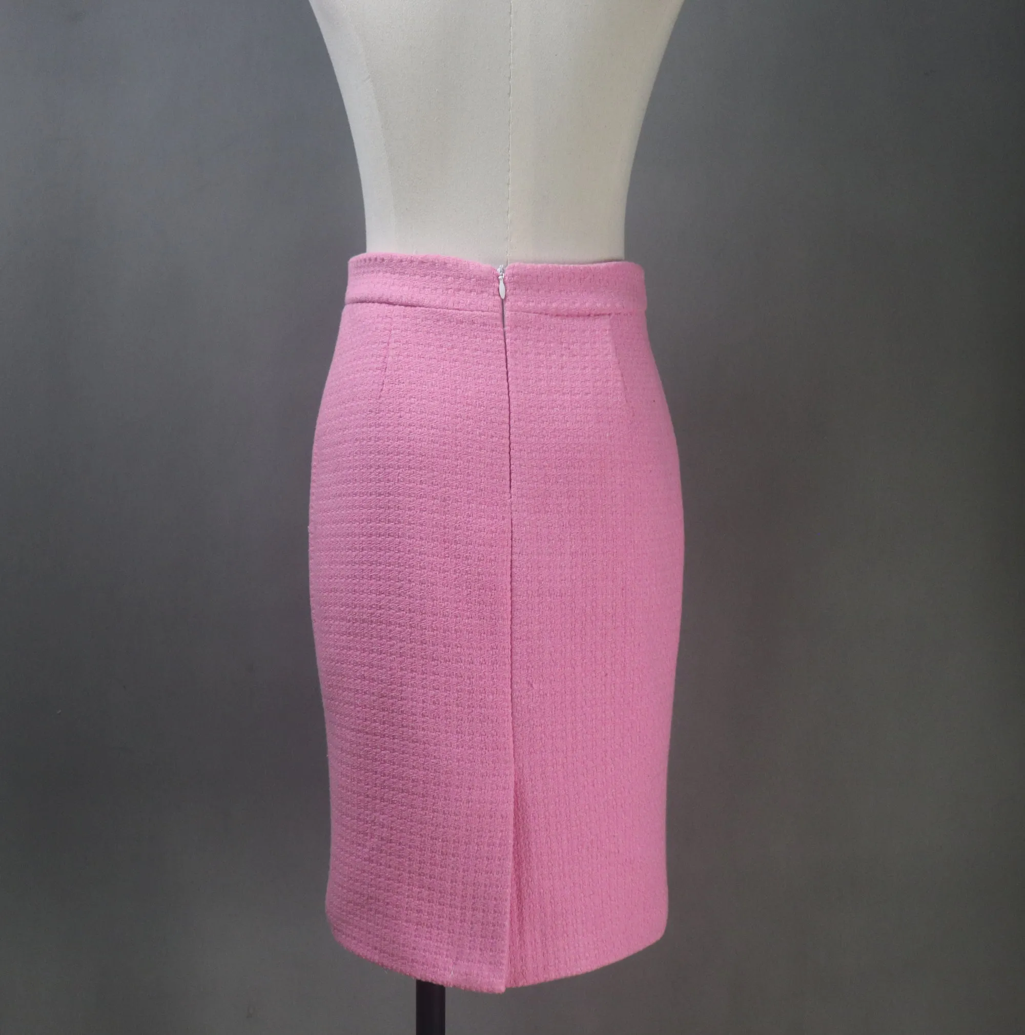 Elegant Custom-Made Spring Summer Tweed Hot Pink Suit