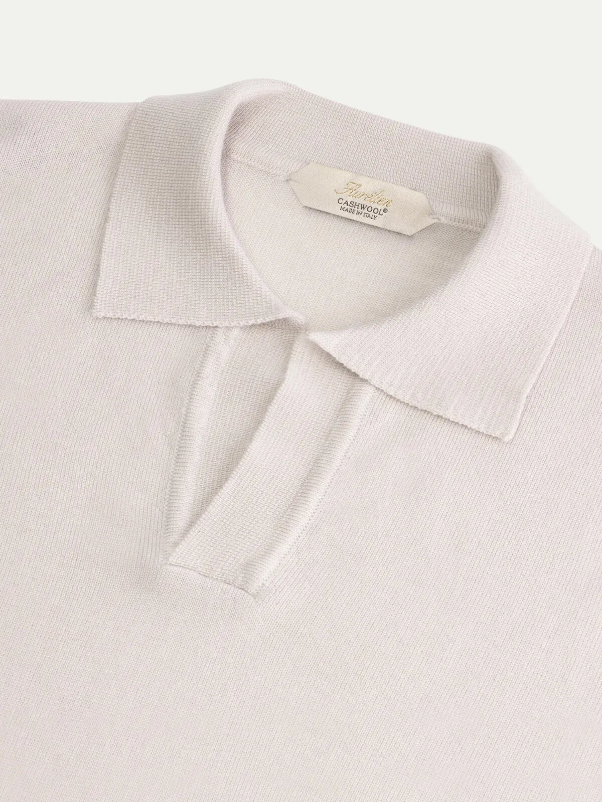 Extrafine Merino Buttonless Polo Ecru