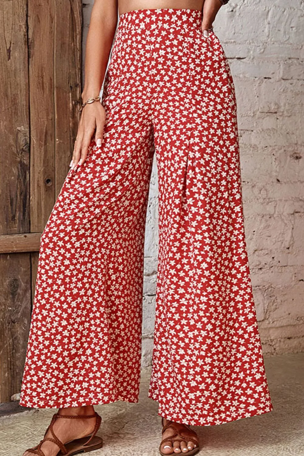 Floral High-Rise Wide Leg Flare Resort Pants