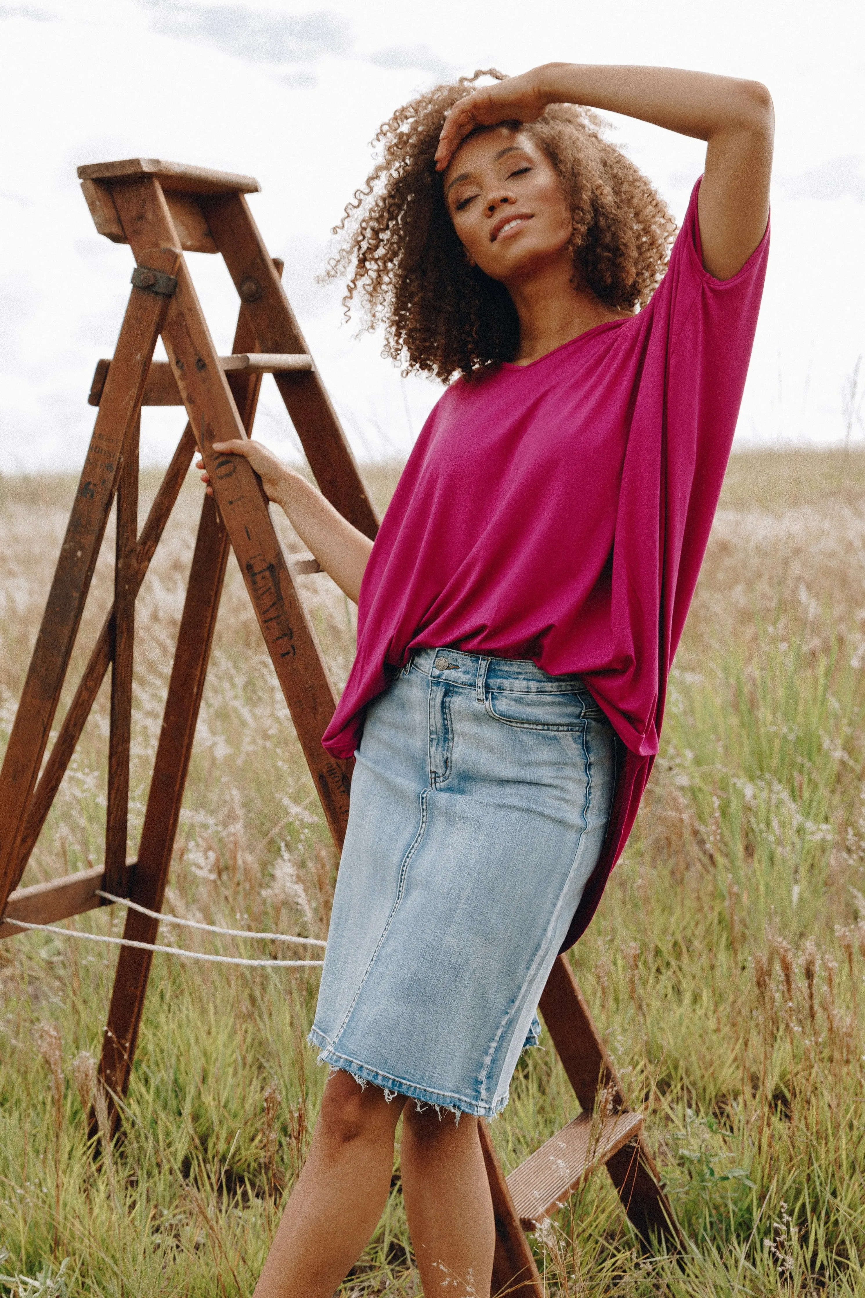 Frayed Denim Skirt | Light Denim