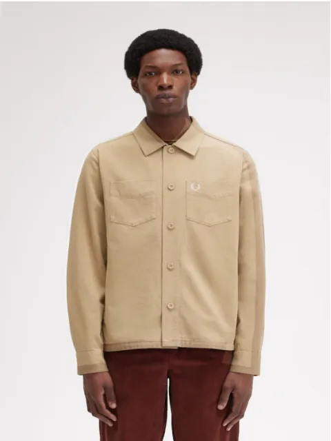 Fred Perry Twill Overshirt/Warm Stone - New AW24