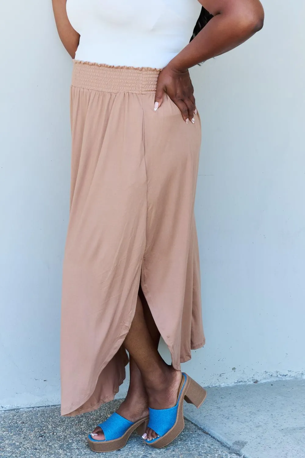 Full Size High Waist Maxi Skirt in Tan