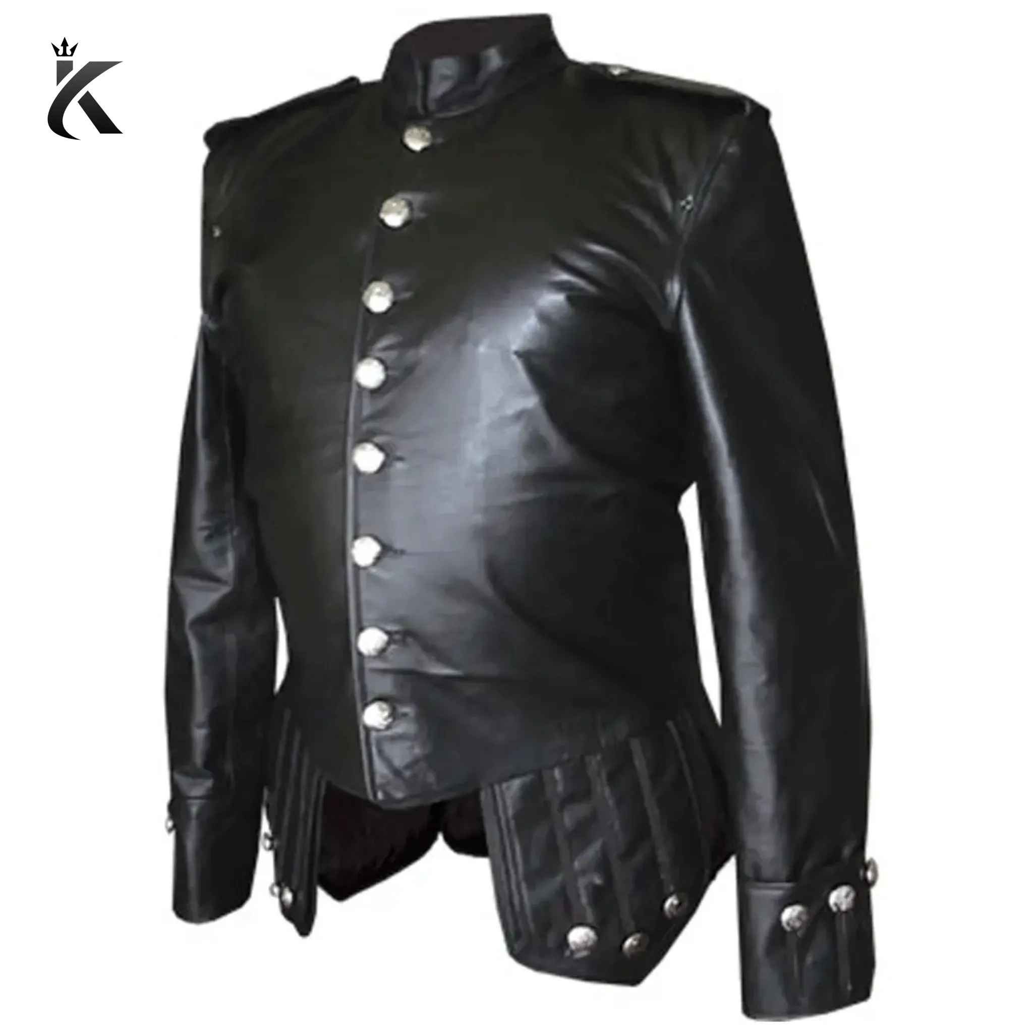 Genuine Black Leather Scottish Doublet Jacket -A Legacy of Luxury