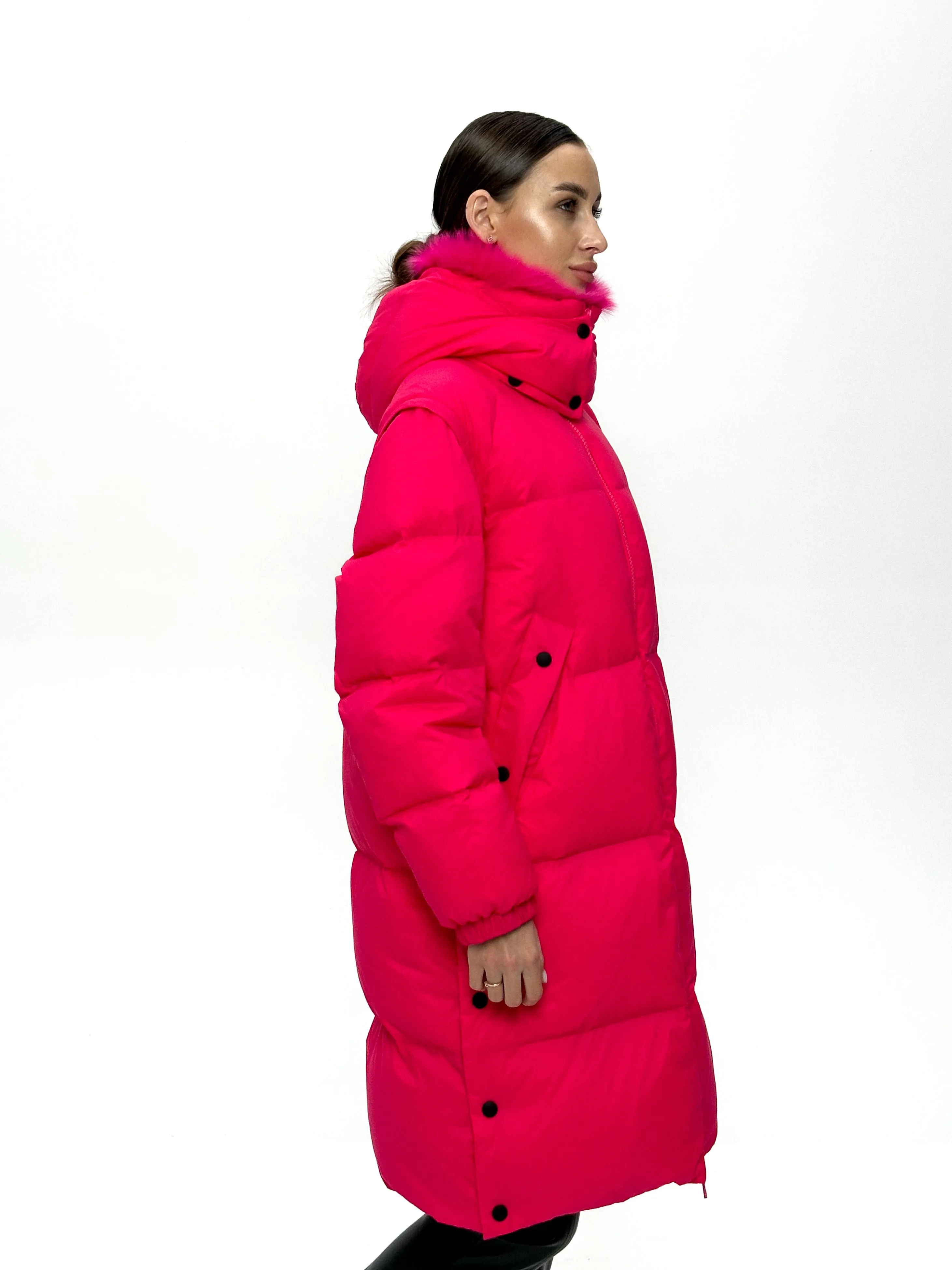 Genuine Polar Fox Down Fill Coat & Vest