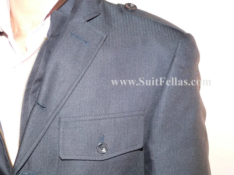 Giovanni Testi Navy Semi Casual Suit with Patch Pockets COR-3064