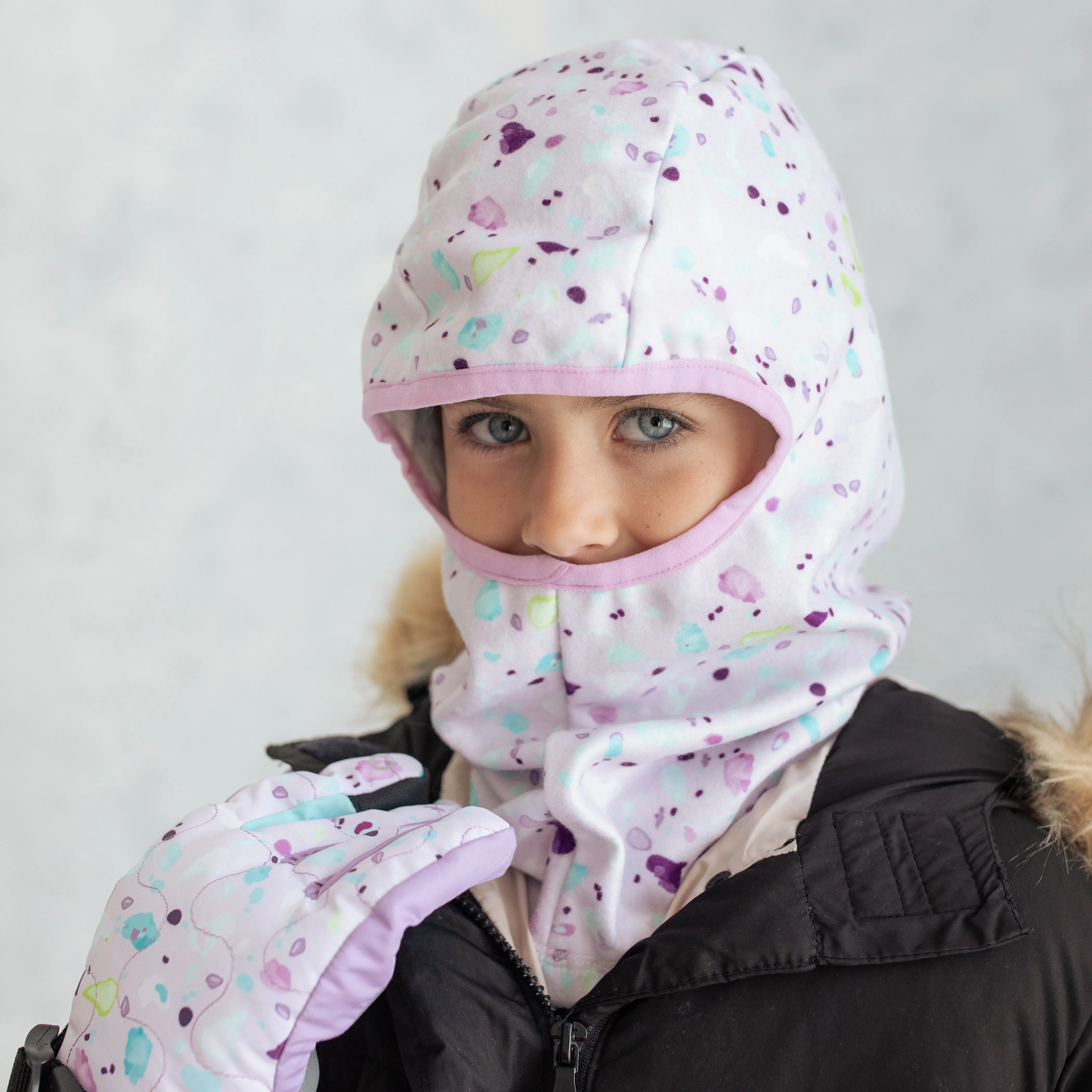 Girl's Lilac Terrazzo Fleece Balaclava