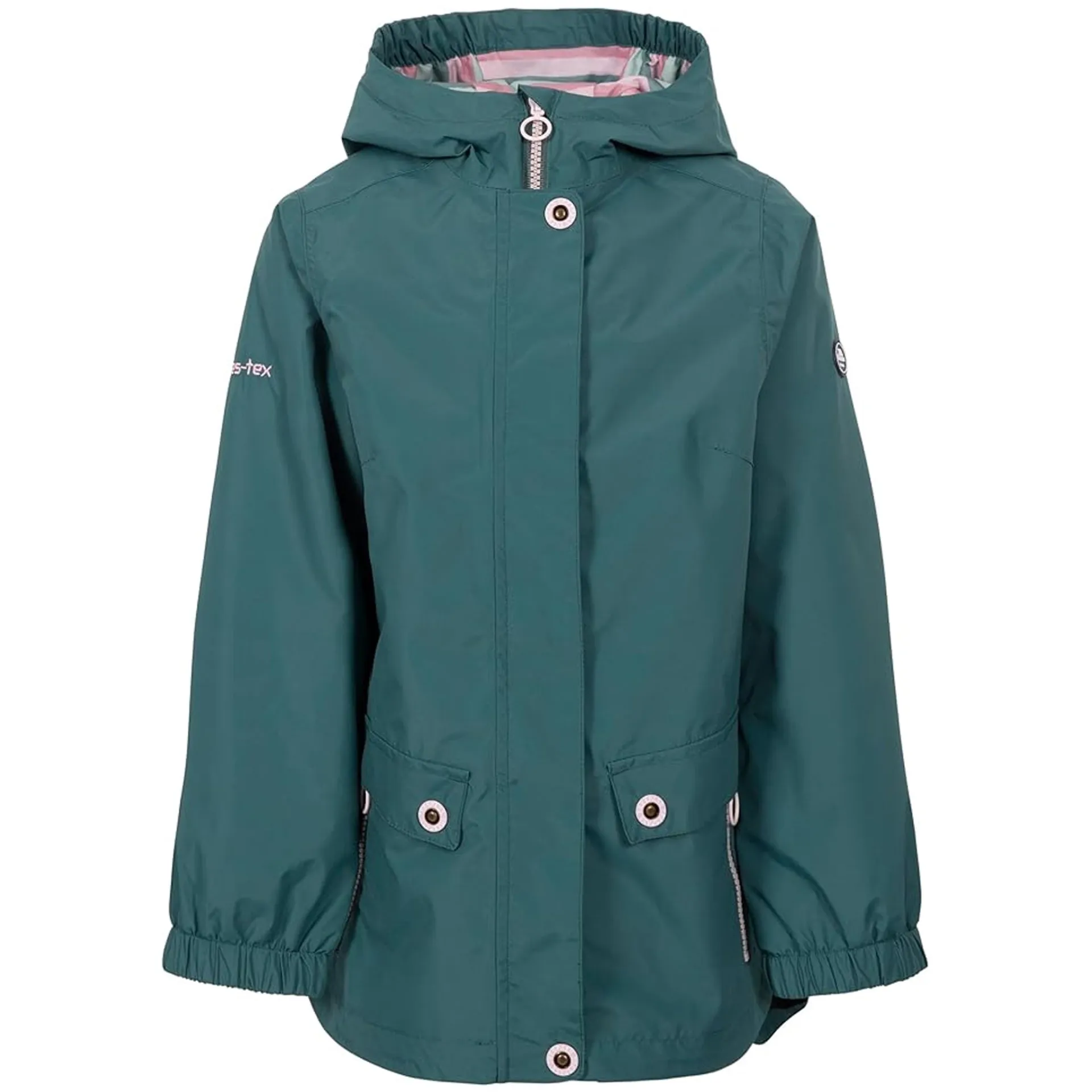 Girls Trespass Flourish Hooded Jacket - Waterproof, Breathable & Windproof Outdoor Coat