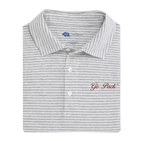 Go Pack Vintage Script Row Stripe Icon Polo - Heather Grey