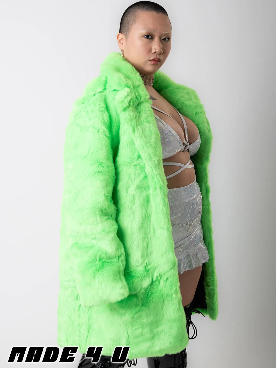 GREEN MACHINE FAUX FUR JACKET - MID LENGTH ✰ MADE 4 U ✰