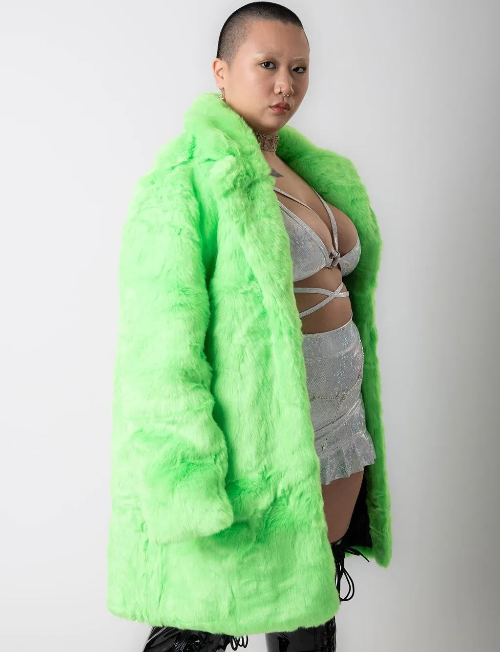 GREEN MACHINE FAUX FUR JACKET - MID LENGTH ✰ MADE 4 U ✰