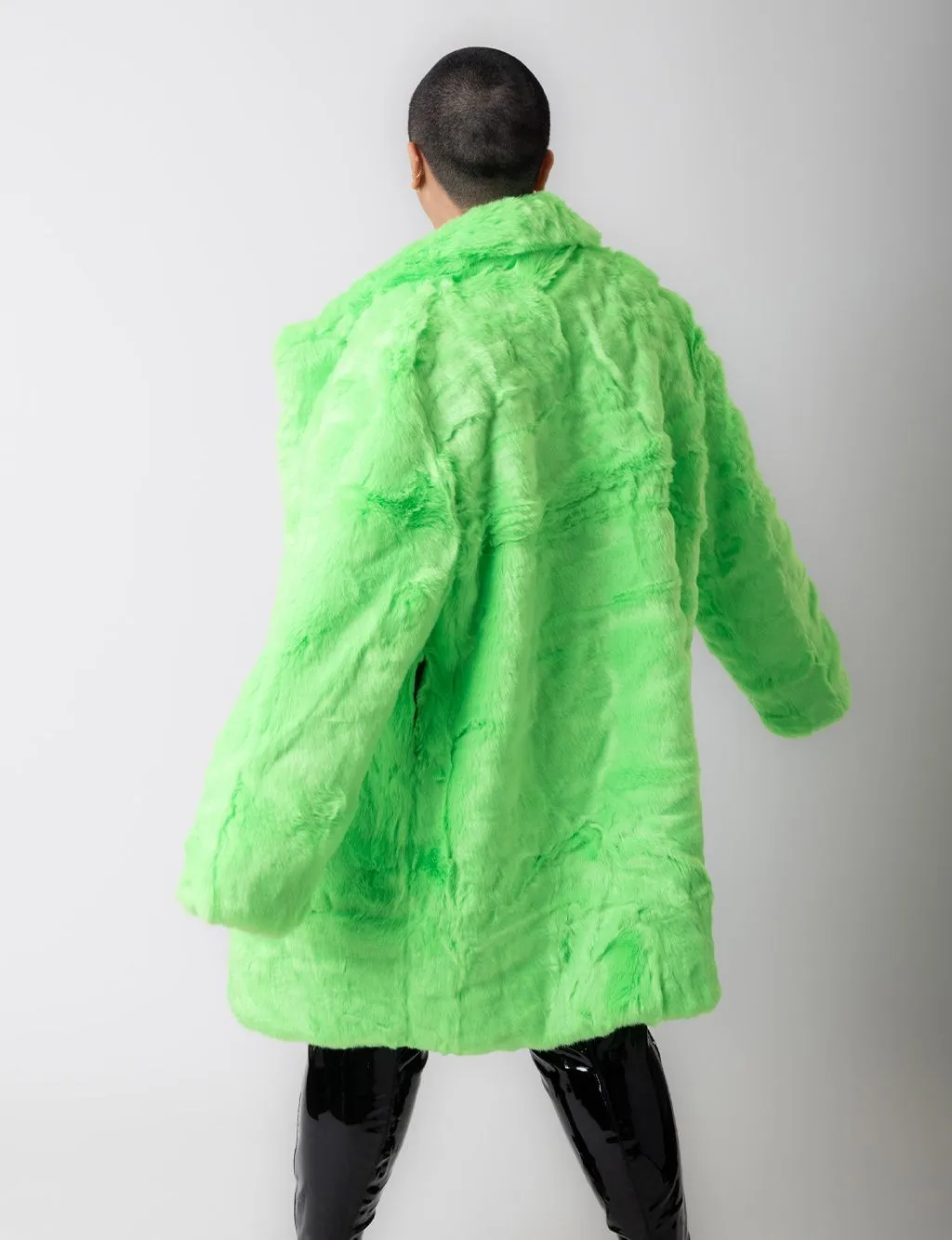 GREEN MACHINE FAUX FUR JACKET - MID LENGTH ✰ MADE 4 U ✰