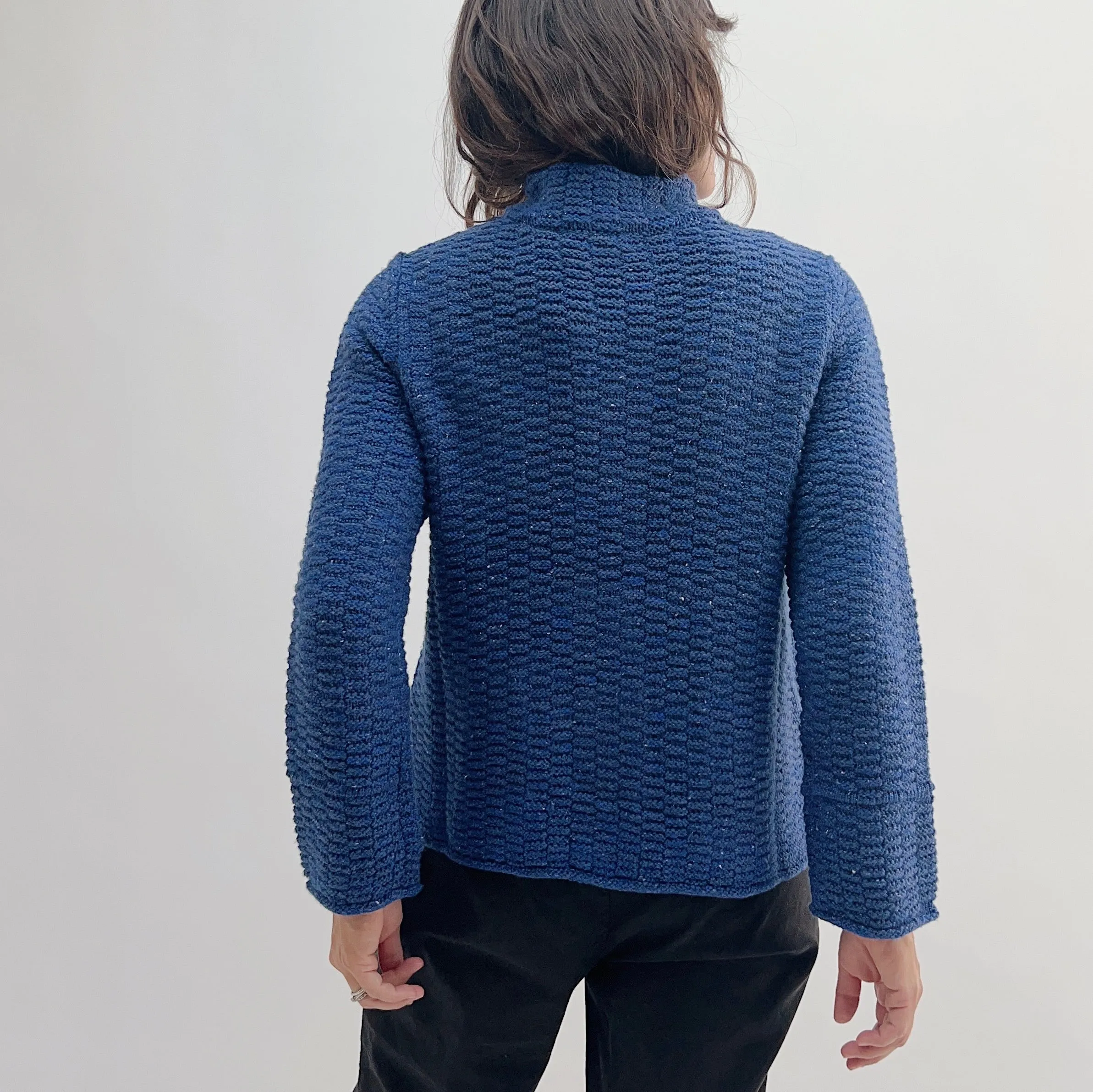 Habitat | Harvest Tweed Brick Stitch Cardigan Sweater in Sapphire