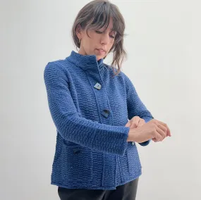 Habitat | Harvest Tweed Brick Stitch Cardigan Sweater in Sapphire