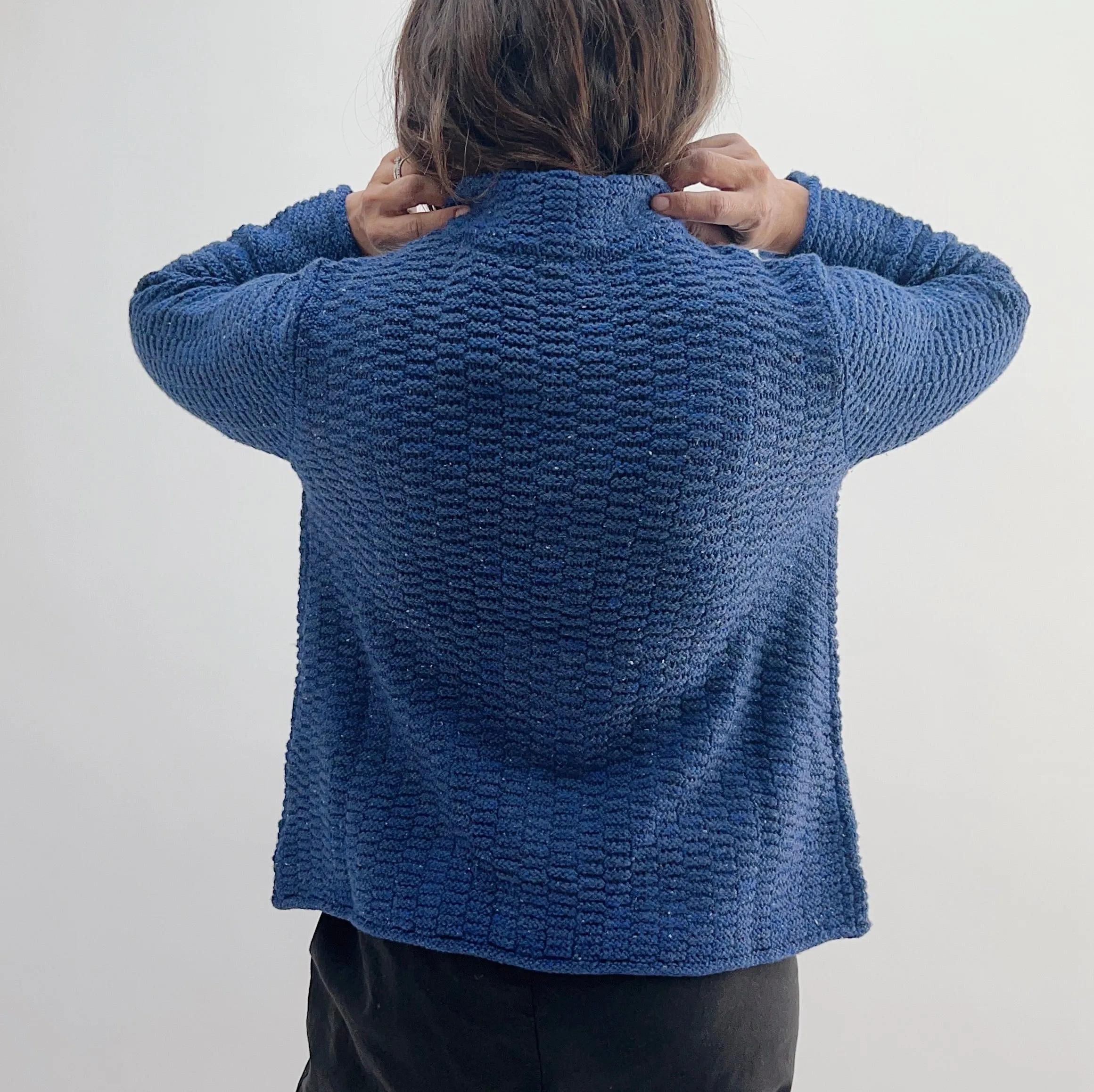 Habitat | Harvest Tweed Brick Stitch Cardigan Sweater in Sapphire