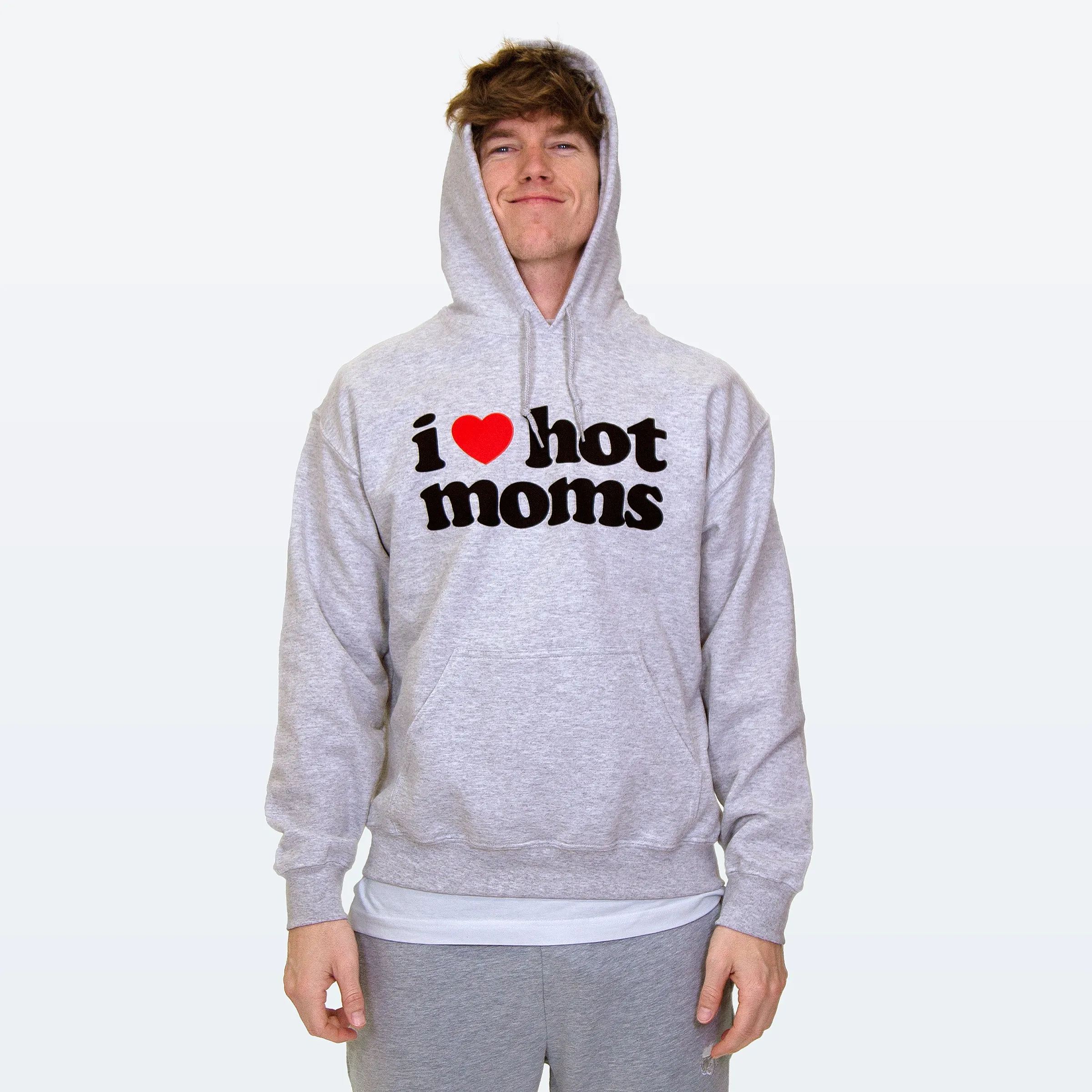 I Heart Hot Moms Grey Hoodie