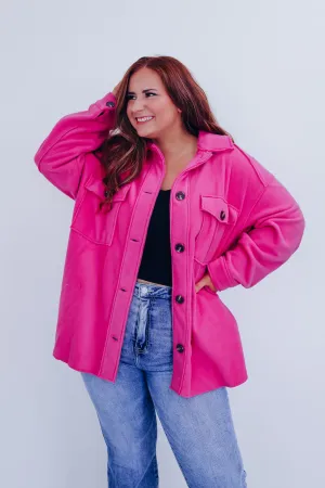 Isla Soft Pocketed Shacket - Hot Pink