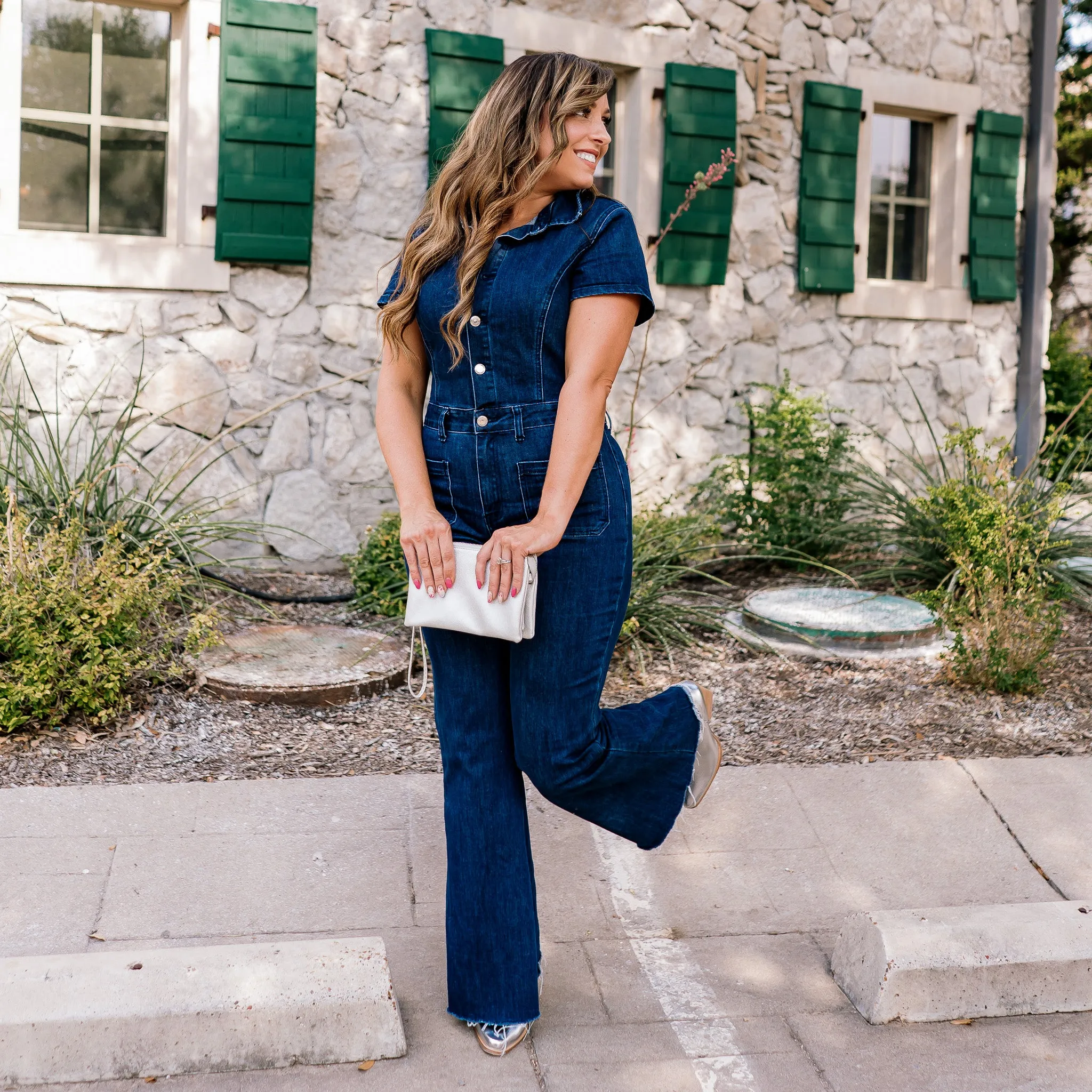 Jacksonville Denim Button Up Flare Jumpsuit