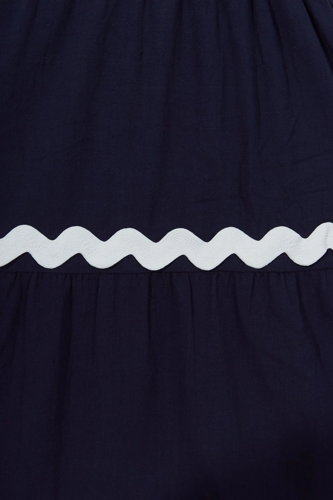 Kalliope Navy White Ric Rac Tiered Maxi Dress