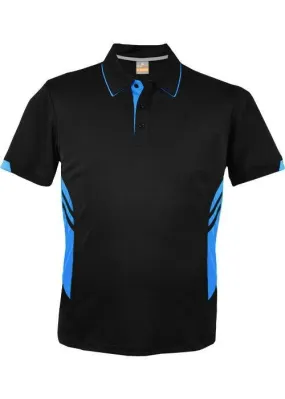 Kids Tasman Polo Black/Cyan