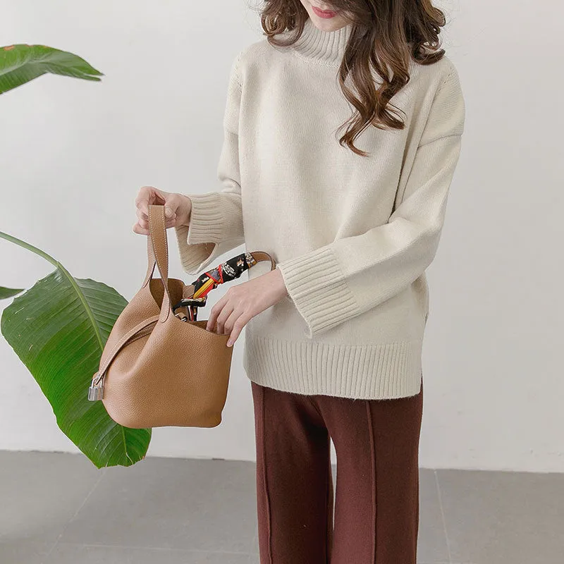 Korean winter new maternity pregnant women sweater size loose turtleneck sweaters backing