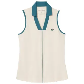 Lacoste Women's Ultra Dry Sleeveless Polo - Cream White/Hydro