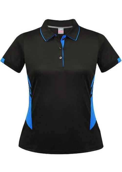 Ladies Tasman Polo Black/Cyan