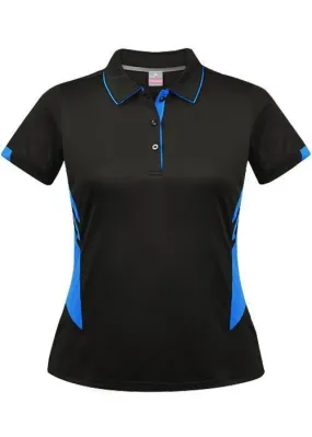 Ladies Tasman Polo Black/Cyan