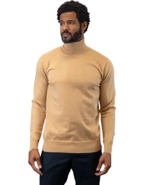 Lavane Men's Camel color Turtleneck Sweaters Light Blend Regular-Fit