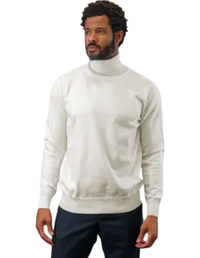 Lavane Men's Cream Turtleneck Sweaters Light Blend Regular-Fit