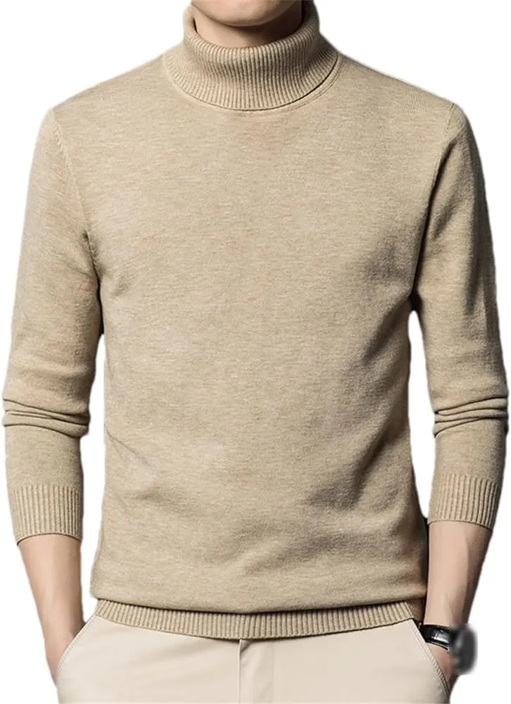 LaVane' Tan Men's Turtleneck Sweaters Light Blend Regular-Fit