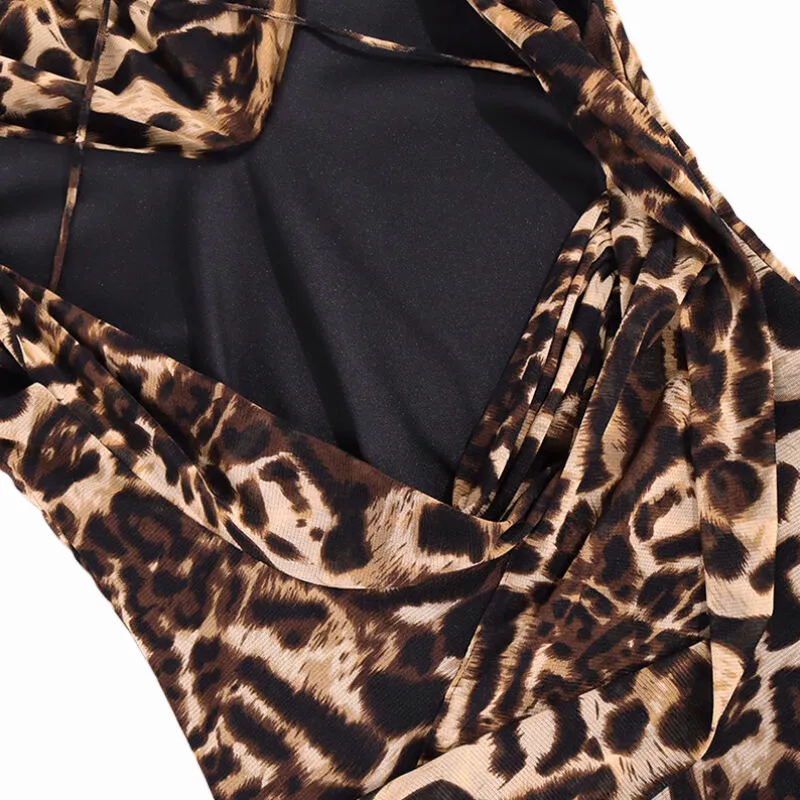 Leopard Print Dress | Mesh Slit Hem