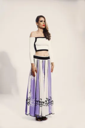 Lilac, Black And White Panelled Skirt