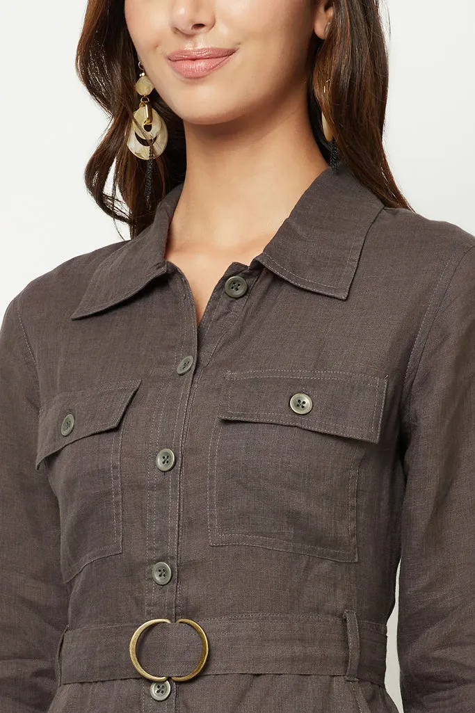 Linen Shirt-Style Jumpsuit